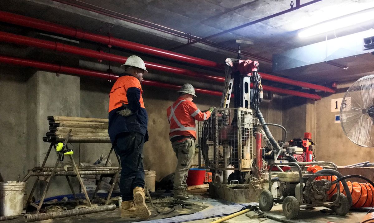 Melbourne CBD Underground Carpark, Terrascan borehole imaging