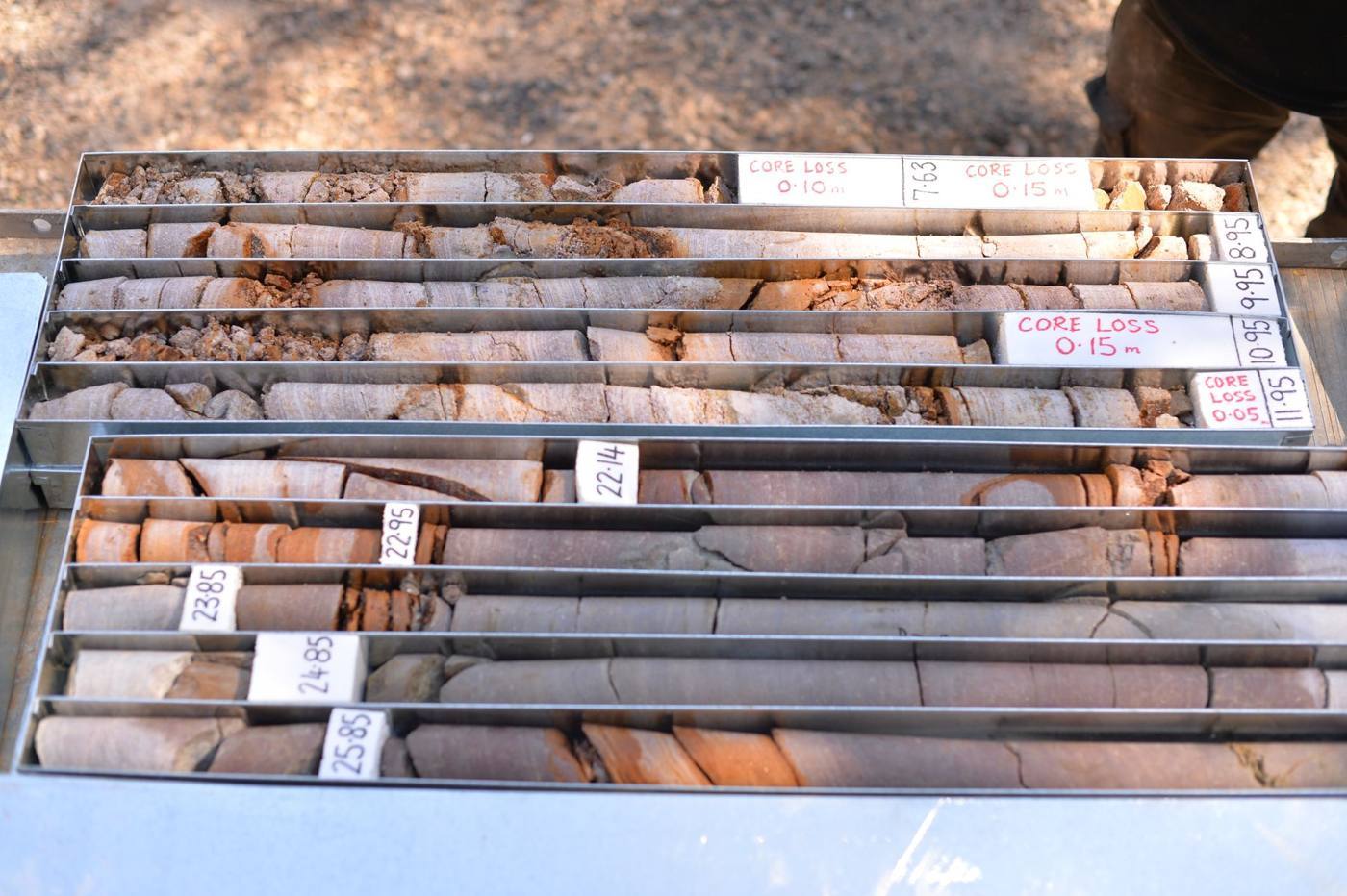 Drill core in core trays